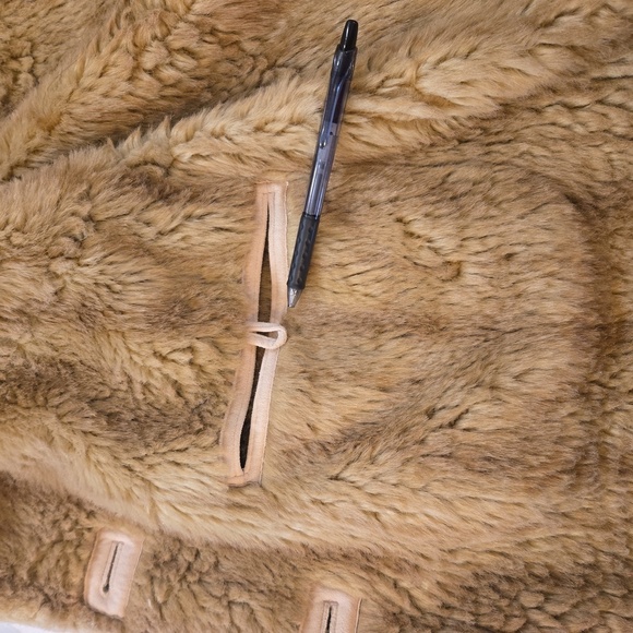 Faux Fur Shearling Hooded Coat Womens Size Large Brown Cream - Picture 11 of 15